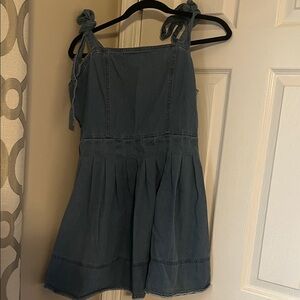 Blue Denim Dress with Tie Straps